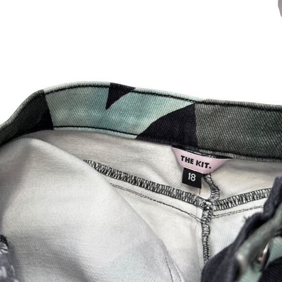 The Kit Cropped Jeans Size 18 Aqua‎ Leaf Print - Picture 3 of 7